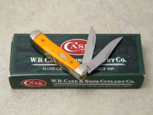 Case XX USA 2009 Persimmon Orange Bone 62154W SS Wharncliffe Tiny Trapper Knife in Box