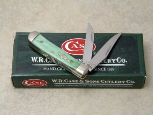 Case XX USA 2009 Emerald Green Bone 62154W SS Wharncliffe Tiny Trapper Knife in Box