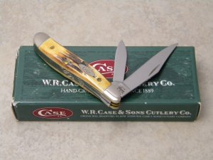 Case XX USA 2003 Bone Stag 6.5220 SS Peanut Knife in Box