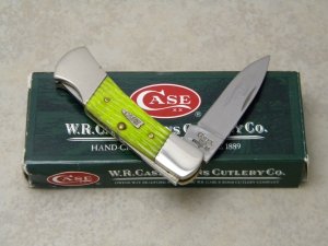 Case XX USA 2009 61225L Lime Green Bone "1st Run" Lockback Knife in Box
