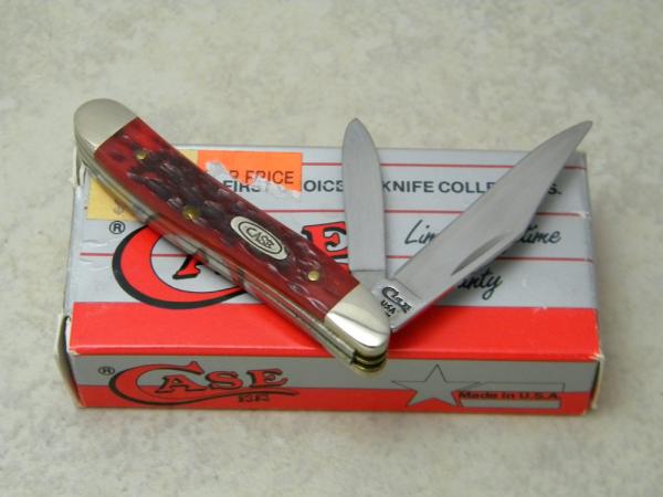 Case XX USA 5 Dot (1995) Dark Red Bone DR6220 SS Peanut Knife in Box