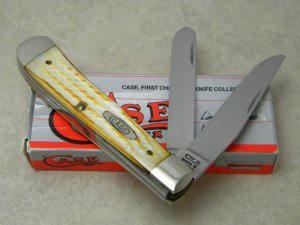 Case XX Bradford PA USA MCMXCIV 1994 Second Cut Burnt White Bone SC6254 SS Trapper Knife in Box