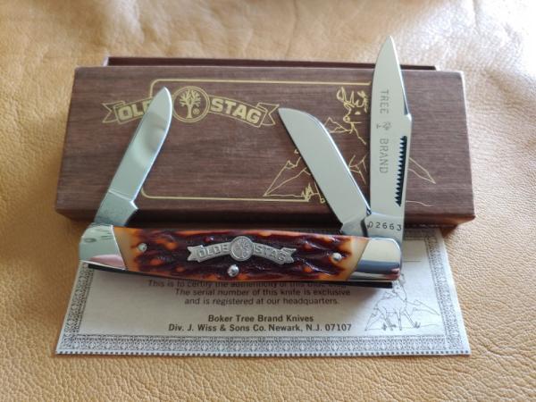BOKER TREE BRAND OLDE STAG Stockman Pocket Knife from (1976)