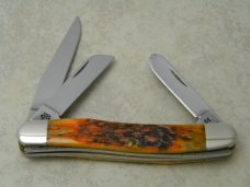 Case XX USA 2003 Autumn Bone 6318 SS Stockman Knife in Tin Box