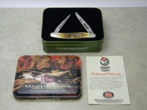 Case XX USA 2002 Zippo/Case International Swap Meet Bone Mini Muskrat Knife in Tin Box