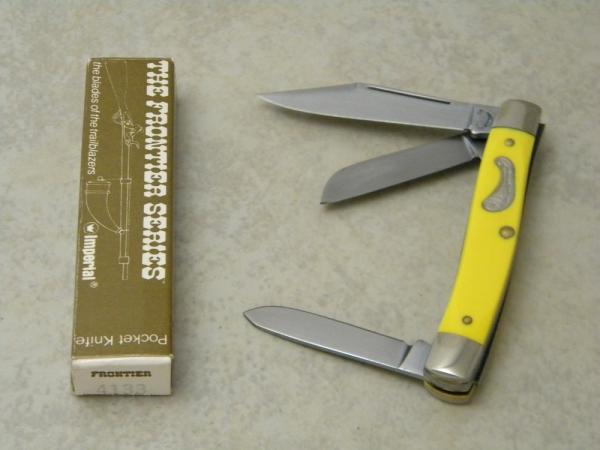 Frontier 4133 by Imperial Yellow Medium Stockman Knife in Box Made in USA