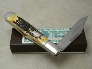 Schatt & Morgan Titusville PA. 2005 Stag 031302 Coke Bottle Folding Hunter Knife in Box