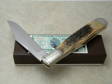 Schatt & Morgan Titusville PA. 2005 Stag 031302 Coke Bottle Folding Hunter Knife in Box