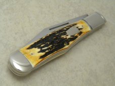 Schatt & Morgan Titusville PA. 2005 Stag 031302 Coke Bottle Folding Hunter Knife in Box