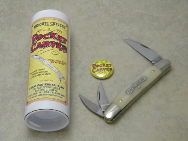Tidioute Cutlery USA GEC 620320 Smooth White Bone Pocket Carver Congress Whittler Knife in Tube
