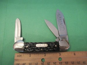Rogers Wostenholm England Dark Brown Bone Gunboat Whittler for the NKCA