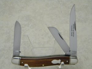 Schrade Walden NY USA Maher & Grosh Toledo, Ohio Wood 823 Slim Premium Stockman Knife c.1950's