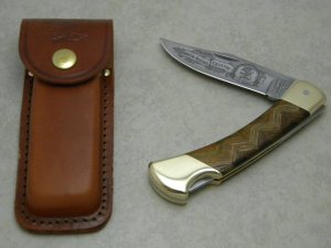 Camillus New York USA Wood Hunting Heritage Collection Lockback Knife & Pouch