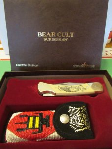 Schrade Folding Hunter Limited Edition Scrimshaw Bear Cult Schrade Folding Hunter Limited Edition Scrimshaw Bear Cult