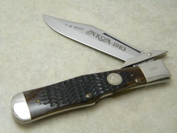 Case XX SS USA 1983 Bone C61050L Coke Bottle Swing Guard Lockback NKCA Club Knife