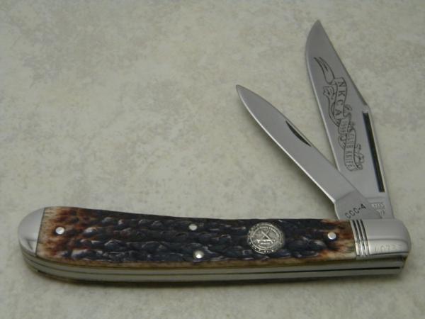 Camillus New York USA Bone CCC-4 Jumbo Banana Trapper - 1998 NKCA Club Knife