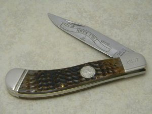 Case XX USA Bradford PA USA 1991 NKCA Club Knife Bone Saddle Horn