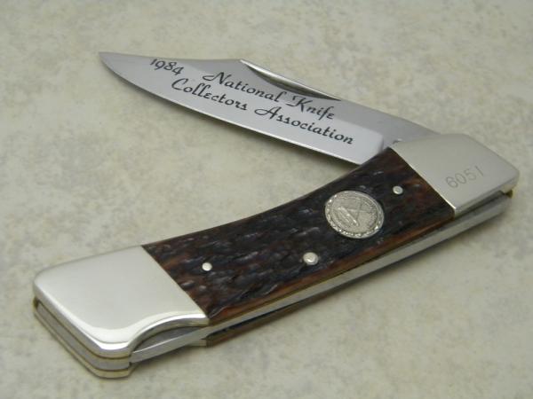 Bertram Cutlery Solingen Germany Hen & Rooster 1984 NKCA Club Knife Bone Lockback
