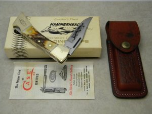 Case XX SS USA 10 Dot (1980) Stag 5159 LSSP Hammerhead Lockback Knife & Pouch in Box