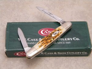 Case XX USA 2002 Amber Bone 06263 SS Eisenhower Pen Knife in Box