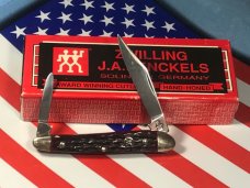 Vintage J A Henckels 2 Blade Half Whittler Pocket Knife with Great Dark Red Pick Bone Handles -NOS Vintage J A Henckels 2 Blade Half Whittler Pocket Knife with Great Dark Red Pick Bone Handles -NOS