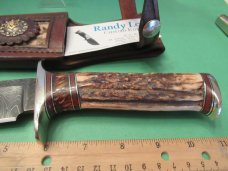 Custom Randy Lee Gentleman's Bowie  Stag ,Damascus 