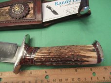 Custom Randy Lee Gentleman's Bowie  Stag ,Damascus 