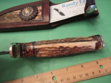 Custom Randy Lee Gentleman's Bowie  Stag ,Damascus 