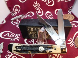 51 T Carve Stag Bone Queen Cutlery 2 blade pocket knife
