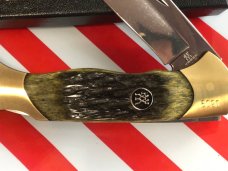 Vintage J A Henckels 4" Folding Lock Back Hunting/Hunter Knife with Green Pick Bone Handles - NOS Vintage J A Henckels 4" Folding Lock Back Hunting/Hunter Knife with Green Pick Bone Handles - NOS