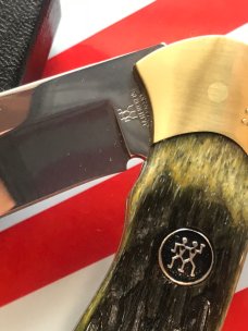 Vintage J A Henckels 4" Folding Lock Back Hunting/Hunter Knife with Green Pick Bone Handles - NOS Vintage J A Henckels 4" Folding Lock Back Hunting/Hunter Knife with Green Pick Bone Handles - NOS