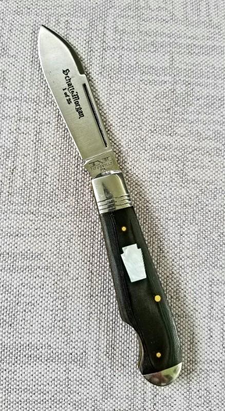 SCHATT & MORGAN TEARDROP EO BLACK LINEN MICARTA KNIFE,1/50,1095 CARBON,NIB SCHATT & MORGAN TEARDROP EO BLACK LINEN MICARTA KNIFE,1/50,1095 CARBON,NIB