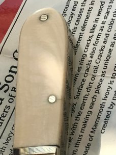 Bear & Son Special Build (#86) 2 Blade Barlow w/ Mammoth Ivory Handles +Damascus Blades -NOS