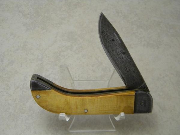 JPM Custom Made Damascus Blade and Bolsters Folding Knife 