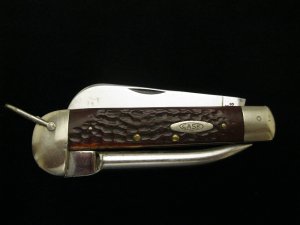 Case XX Stainless USA 7 Dot 1973  Bone 6246R Marlin Spike Riggers Knife-Used-Broken Scale #094