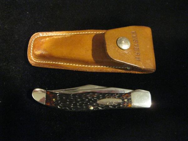 Western 062 Large Hunting knife with Sheath MADE IN THE USA 1977 Tang stamped A Nutcase Stk  #098