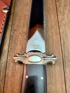 Tak Fukuta Made Will and Finck Double Edged Dagger With Sheath. Tak Fukuta Made Will and Finck Double Edged Dagger With Sheath.