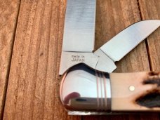 A.G. Russell Folding Hunter in Stag 2 Blades and Screwdriver