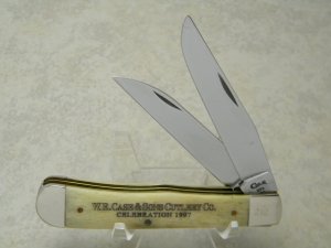 Case XX USA 1997 W.R. Case & Sons Cutlery Co. Celebration Bone 6254 WH SS Wharncliffe Trapper Knife