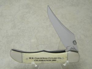 Case XX USA 2002 W.R. Case & Sons Cutlery Co. Celebration Bone 61265L Linerlock Folding Hunter Knife