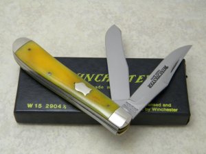 Winchester Trademark USA 1989 Smooth Yellow Bone 2904 1/2 Trapper Knife in Box