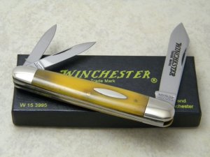 Winchester Trademark USA 1991 Smooth Yellow Bone 3995 Whittler Knife in Box