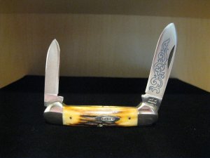 3 Dot 1977 Case XX Stainless USA  Blue Scroll Canoe 52131 SSP  Part of the 1977 # 103
