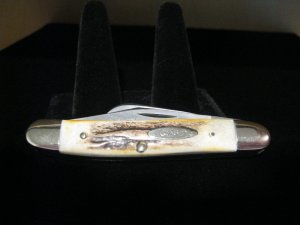 Case XX Stainless USA 3 Dot (1977) Stag 5347 HP SSP Blue Scroll Stockman Knife # 105