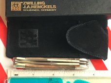J A Henckels Copperhead Pocket Knife w/ European Gunstock Walnut Handles +Pouch, COA & Hard Box -NOS J A Henckels Copperhead Pocket Knife w/ European Gunstock Walnut Handles +Pouch, COA & Hard Box -NOS