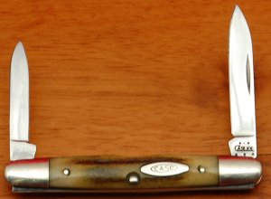 Case 2-Blade 3 1/4" Long Pen Knife In Very Good Condition w/Pocket Worn Brown Bone Covers (1007)