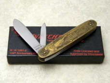 Winchester Trademark USA 1991-2 Model 1866 Rifle 125th Anniversary Brass 2 Blade Pen Knife in Box
