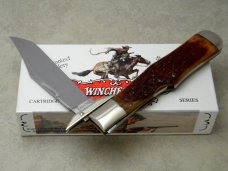Winchester USA 1994 Bone 19109 Cartridge Series Swing Guard Coke Bottle Lockback Knife in Box Winchester USA 1994 Bone 19109 Cartridge Series Swing Guard Coke Bottle Lockback Knife in Box