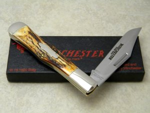 Winchester Trademark USA 1991 Stag 1920 S Coke Bottle Folding Hunter Knife in Box