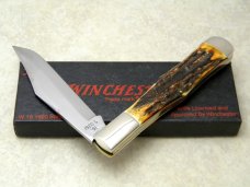 Winchester Trademark USA 1991 Stag 1920 S Coke Bottle Folding Hunter Knife in Box Winchester Trademark USA 1991 Stag 1920 S Coke Bottle Folding Hunter Knife in Box